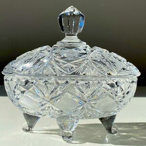Vintage Crystal Candy Dish with Lid